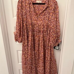 Daughters of India Terracotta Floral Long Sleeve Dress